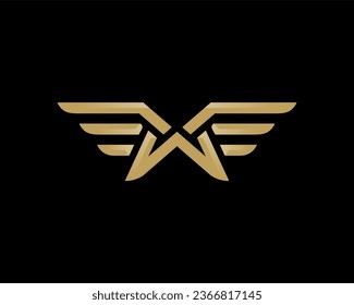 letter W wing logo design concept template vector	
