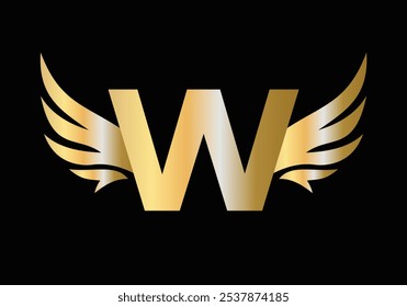 Letra W Wing concepto de diseño de logotipo con signo de Vector de símbolo de ala