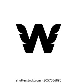 Letter W and wing logo, icon and vector