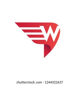 Letter W Wing Logo Vector