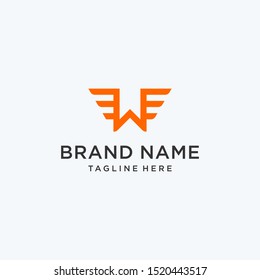Letter W wings logo design icon vector