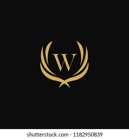 Letter W Wings, Luxury Gold Crest Logo Design