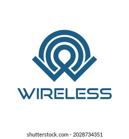 letter W wireless initial logo vector template