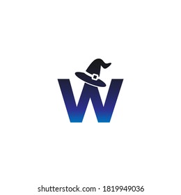 Letter W witch hat concept design Illustrator