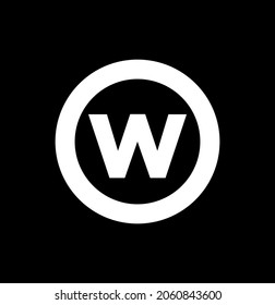la letra "w" en la ronda. Monograma de la empresa W. 