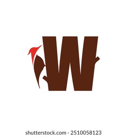 Letra W Woodpecker concepto de logotipo