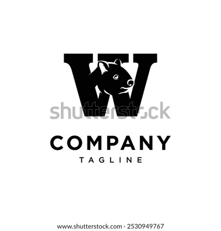 Letter W Wombat Logo Icon Vector
