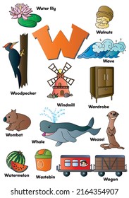 Letter W, words starting with the letter W, objects