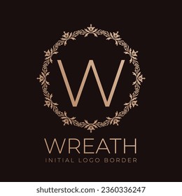 letter W wreaths border initial vintage logo design