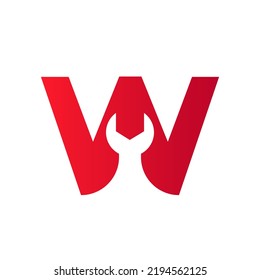 Letter W Wrench Symbol For Real Estate, Building, Construction Repair Logo Vector Template