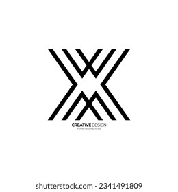 Letter w x m initial line art modern negative space minimal unique monogram logo
