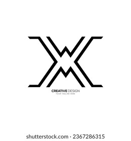 Letter w x m initial line art creative unique modern monogram gaming logo