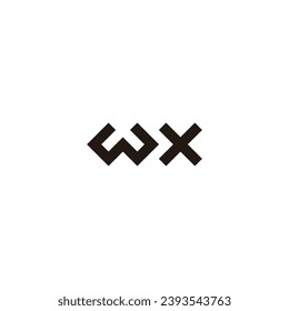 Letra w x símbolo geométrico cuadrado simple vector de logotipo