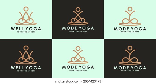 letter w x y yoga logo with circular line concept