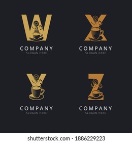 Letter W X Y and Z with abstract coffee cup logo template