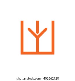 letter W and Y monogram square shape logo orange