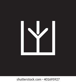 letter W and Y monogram square shape logo white black background