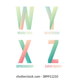 Letter W, Y, X and Z logo design templates. Vector signs for your company. Business logo templates