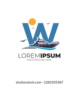 Letter W Yacht Logo Design Vector Illustration