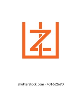 letter W and Z monogram square shape logo orange