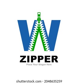 Letter W zipper logo vector design. Suitable for fashion design, initial name, poster, card and industry fashion symbol