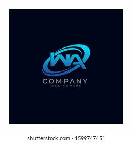 Letter WA Circle Swoosh Logo Design Vector