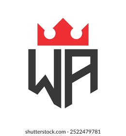 Letter WA Crown Logo. Crown on Letter WA Logo Design Template