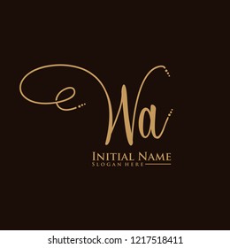 Letter WA Logo. Initial Letter Design Vector Luxury Colors