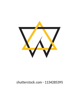 letter wa triangle linear logo vector