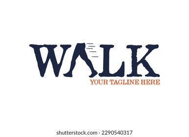 Letter Walk Type Font Text Word for Gym Fit Sport or Health Lifestyle Logo Icon Illustration