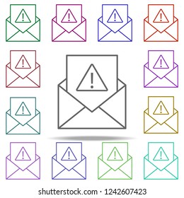 letter of warning icon. Elements of data secutity in multi color style icons. Simple icon for websites, web design, mobile app, info graphics