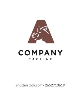 Letter A Warthog Logo Icon Vector