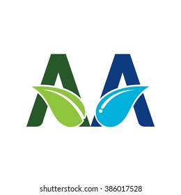 letter, water drop and leaf  logo vector.