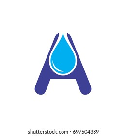 A letter with water drop logo