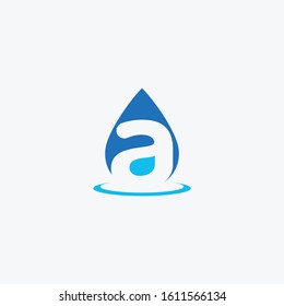 Letter A with water drop logo icon design template elements. Water liquid drop logo Letter A. Good to be used on Oil or Gas Company and or other luxury company -vector