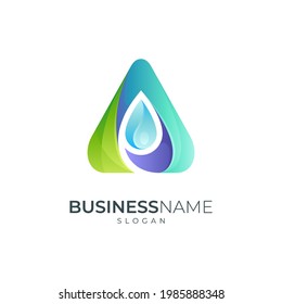 Letra A y vector de logotipo de caída de agua listo para la plantilla