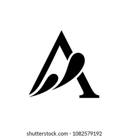 Letter A With Water Splash, Logo Template ready For Use