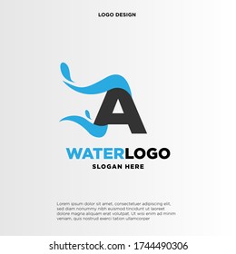 letra A diseño del logotipo del vector de salpicadura de agua