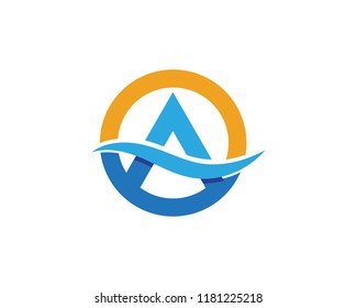 A Letter Water wave icon vector illustration design 