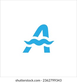 Letter A Water Wave Logo