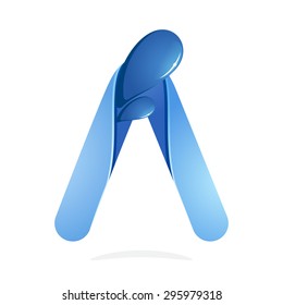 A letter with water waves and blue drops. Eco logo. Vector design template elements for your ecology application or company branding