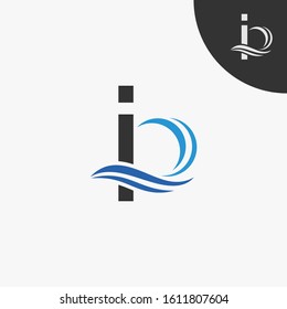 letter I with wave element logo design for company and business