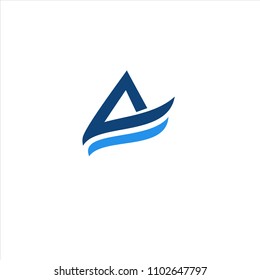 letter A with wave icon concept logo