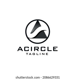 letter A wave logo in the center of the circle