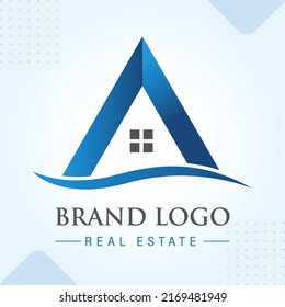 A Letter A Wave Real-estate modern creative premium logo design vector template