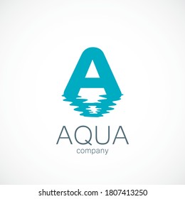 Carta Un reflejo de la ola del logo acuático aqua