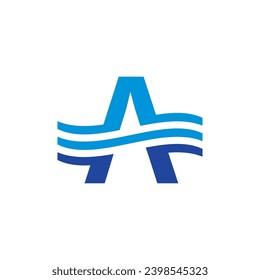 Letter A Wave Water Logo Icon Design Template Elements