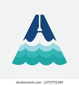 Letter A + Waves and Lamp vector for company logo , decoration logo or illustration