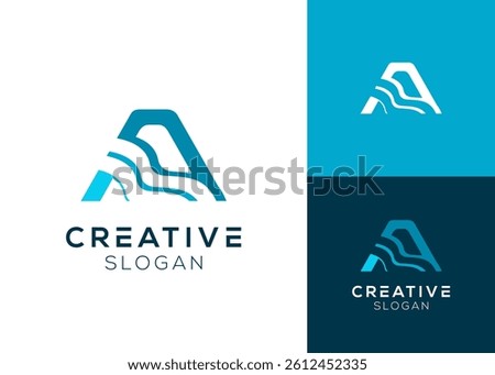 Letter A with waves logo design for beach, vacation, and resort