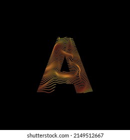 A letter wavy line. A letter with motion wave. Alphabet logo with colorful twisted lines. Creative vector illustration with zebra, sea, print and wavy pattern lines.
